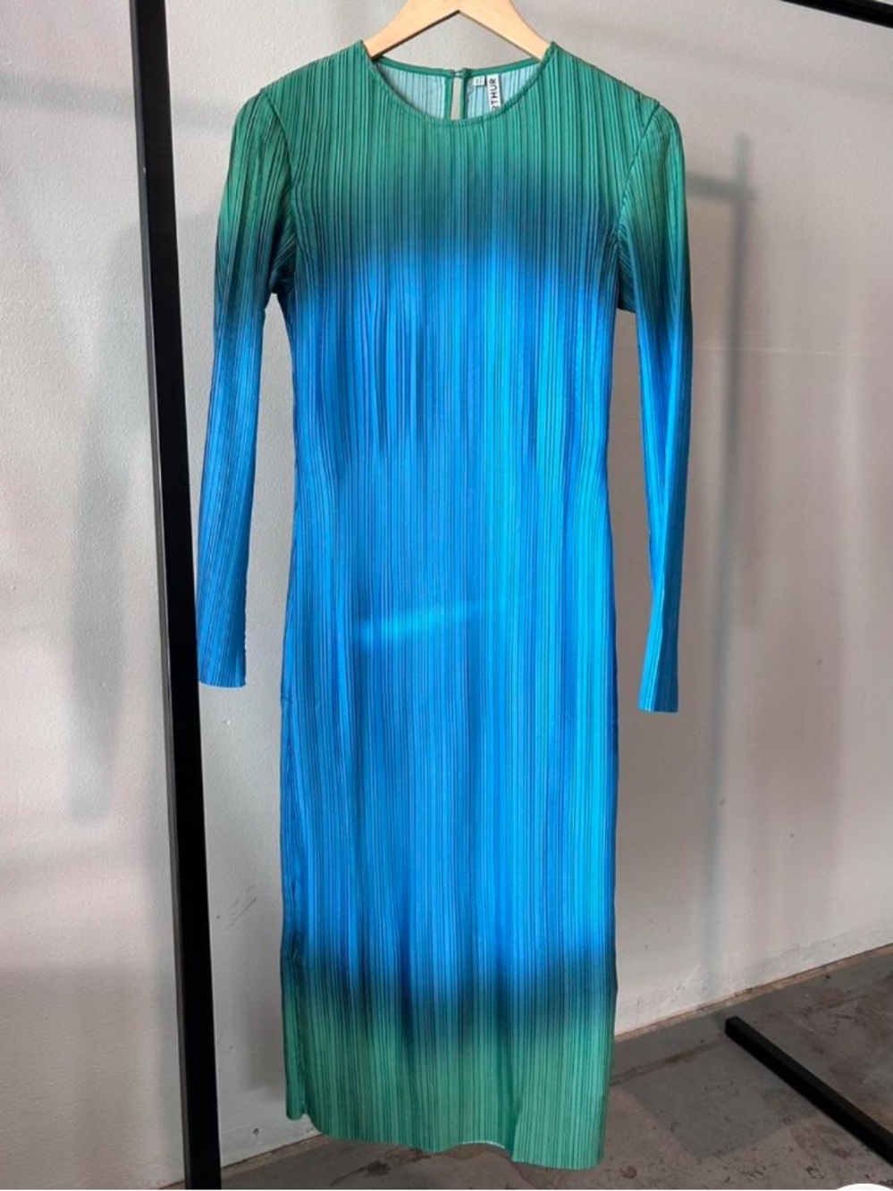 Arthur Apparel Box Pleat Crew Neck Midi